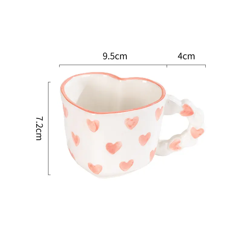 Novelty Hand Painted Coffee Tea Cup Creative Heart Cup Ceramics Milk Cups Porcelain Coffee Cups Wholesale Tableware Cups Gift