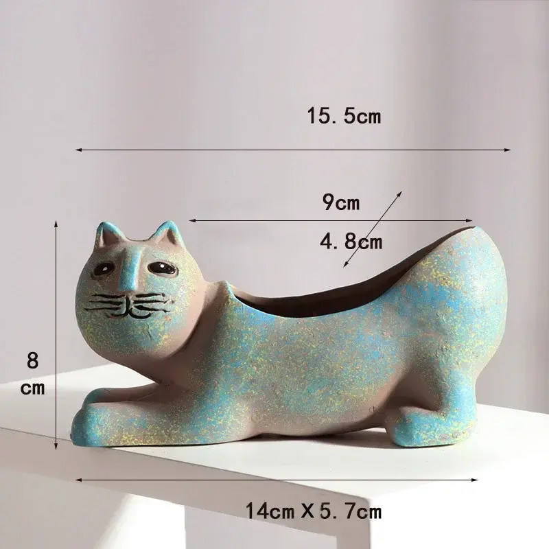 Room Accessories Ceramic Flower Pot Cute Cat Succulent Plant Pots Vase Simulation Animal Cartoon Pots Planters for Indoor Plants