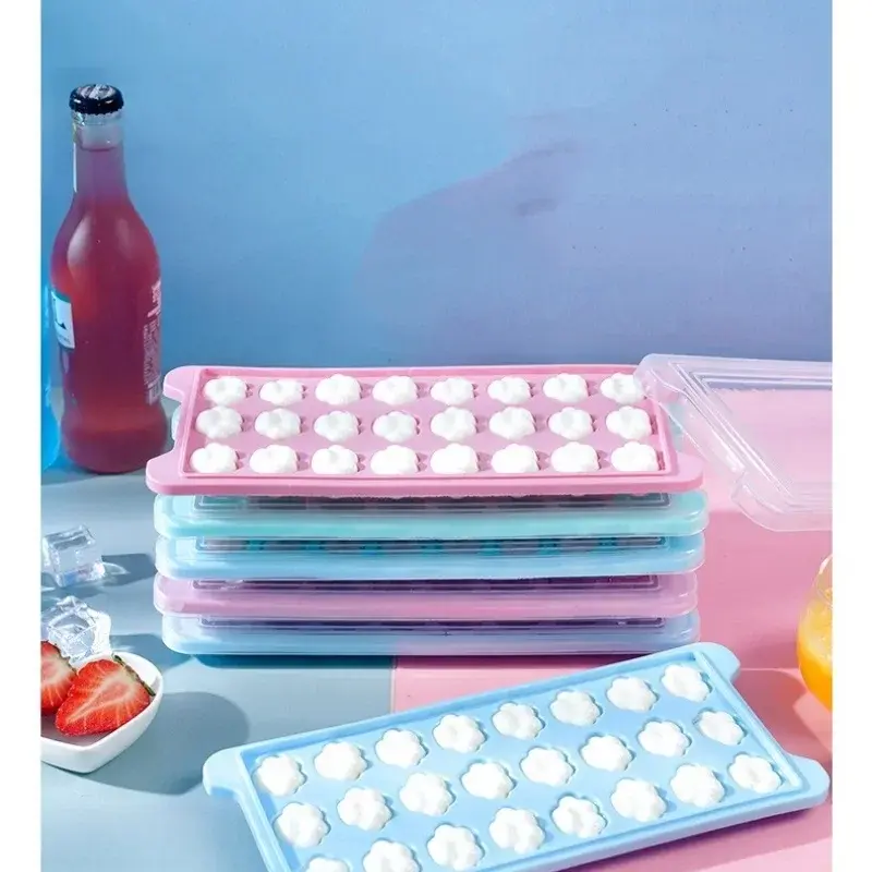 24-hole Ice Block Mold with Cover Cat Claw Shape Ice Mold Quick Freezing Ice Grid Ice Making Tool Juice Cooler Kitchen Accessory