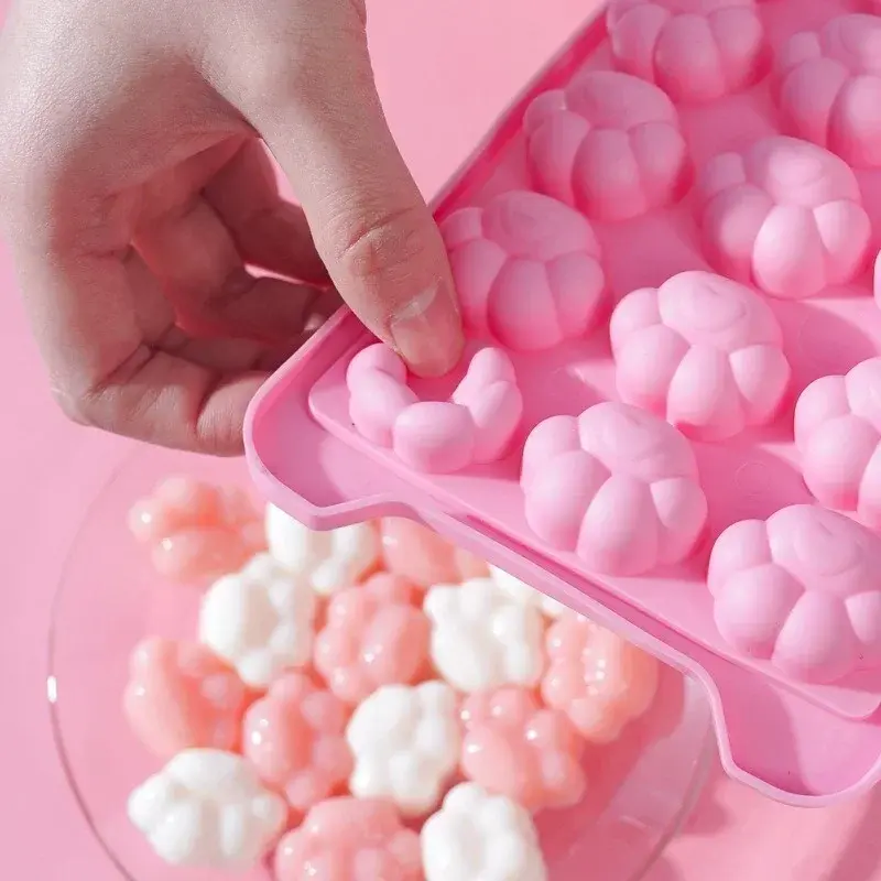 24-hole Ice Block Mold with Cover Cat Claw Shape Ice Mold Quick Freezing Ice Grid Ice Making Tool Juice Cooler Kitchen Accessory