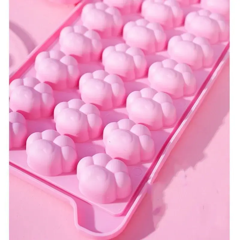 24-hole Ice Block Mold with Cover Cat Claw Shape Ice Mold Quick Freezing Ice Grid Ice Making Tool Juice Cooler Kitchen Accessory