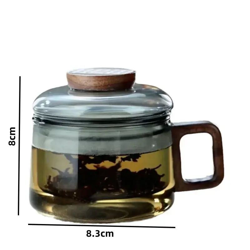 200ml Heat Resistant Glass Tea Infuser Cup with Filter and Wooden Handle Office Tea Separation  Mug Flower Tea Infused Cups