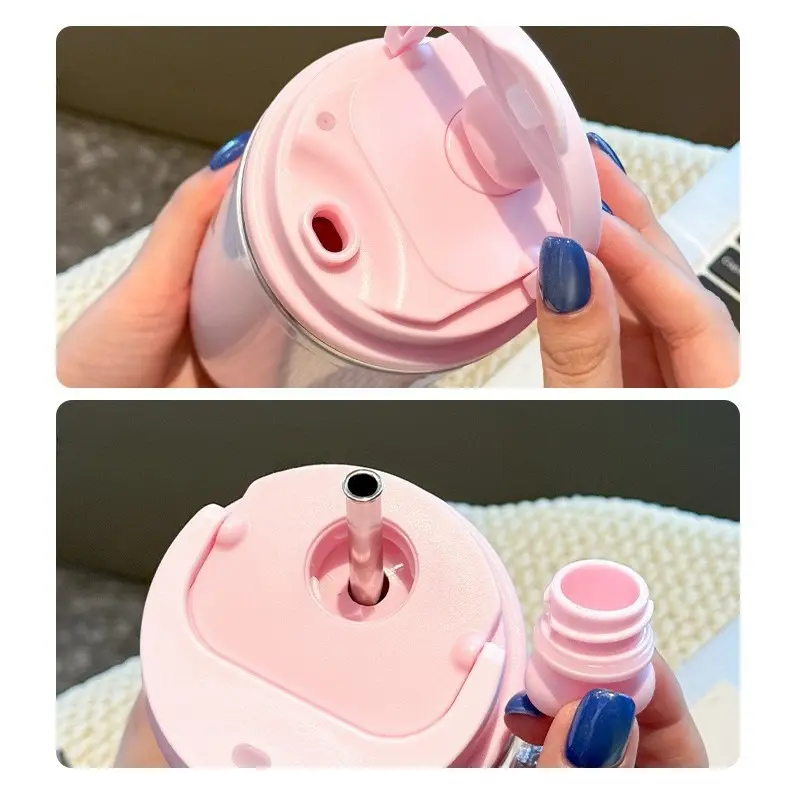 500ml Automatic Mixing Cup Stainless Steel Thermos Cup USB Charging Double Drink Coffee Cup Portable Straw Cup Insulation Cup