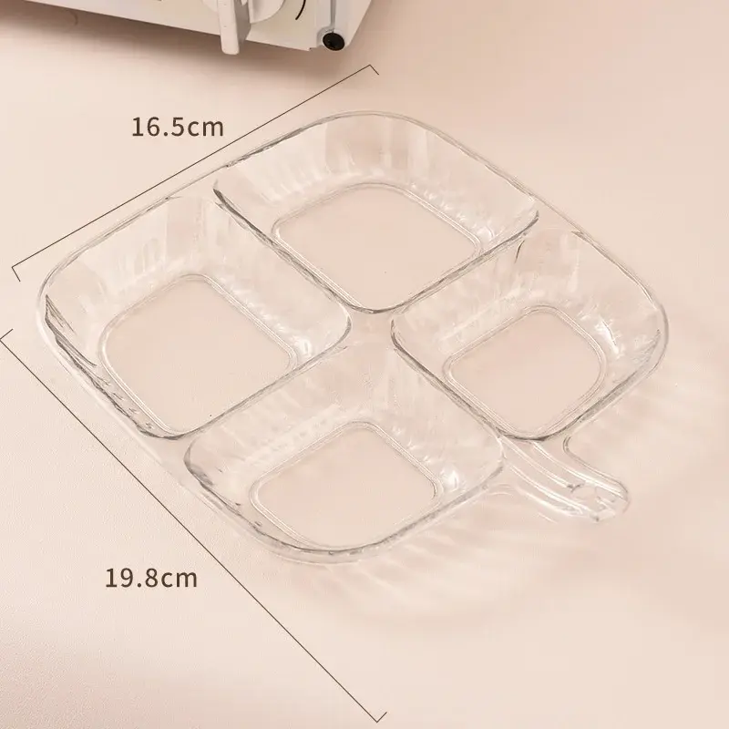 Dried Fruit Plate 4 Grids Snack Dish Candy Nuts Household Plastic Tray Dessert Trays Dinner Plate Tableware Kitchen Gadgets