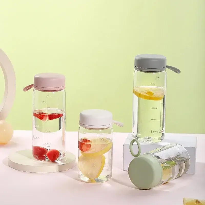 Portabel Water Bottle Food Grade Plastic Coffee Cup Teacup Cold Drink Water Cups Students Summer Drinking Bottles Drinkware