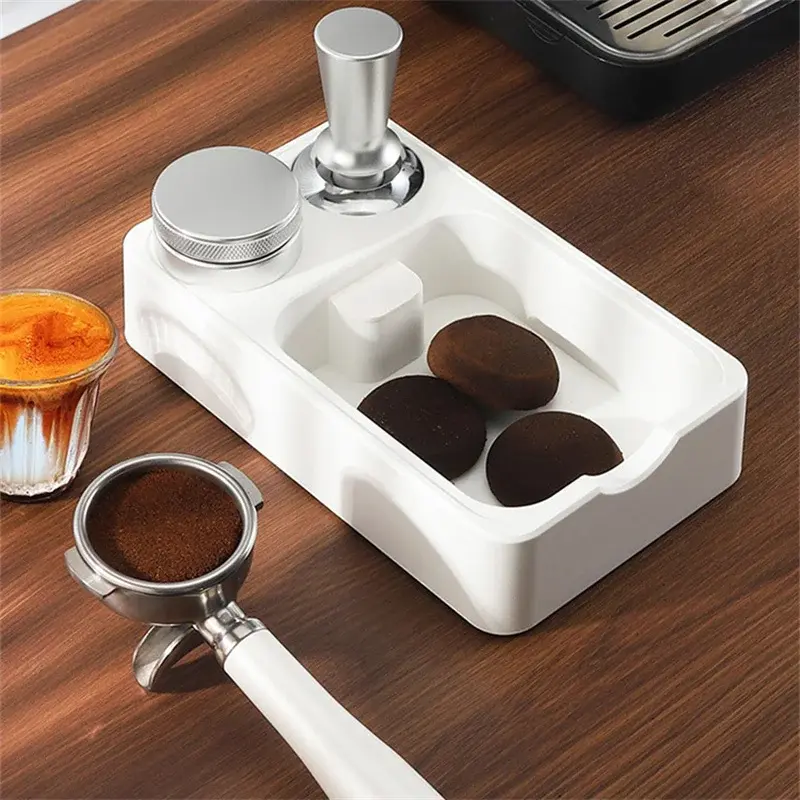 51/53/58mm Coffee Powder Pressing Base with Coffee Grounds Knock Box Coffee Portafiler Holder Tamper Pad Organizer Barista Tools