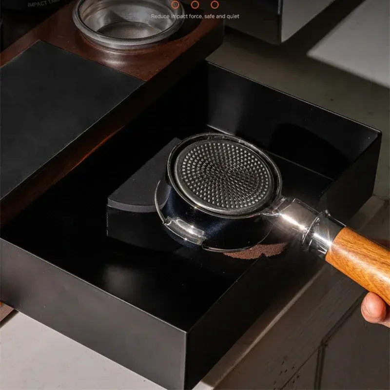 51-58mm Coffee Powder Press Stand with Knock Box Solid Wood Coffee Organizer Box for Portafilter Tamper Distributor &Puck Screen