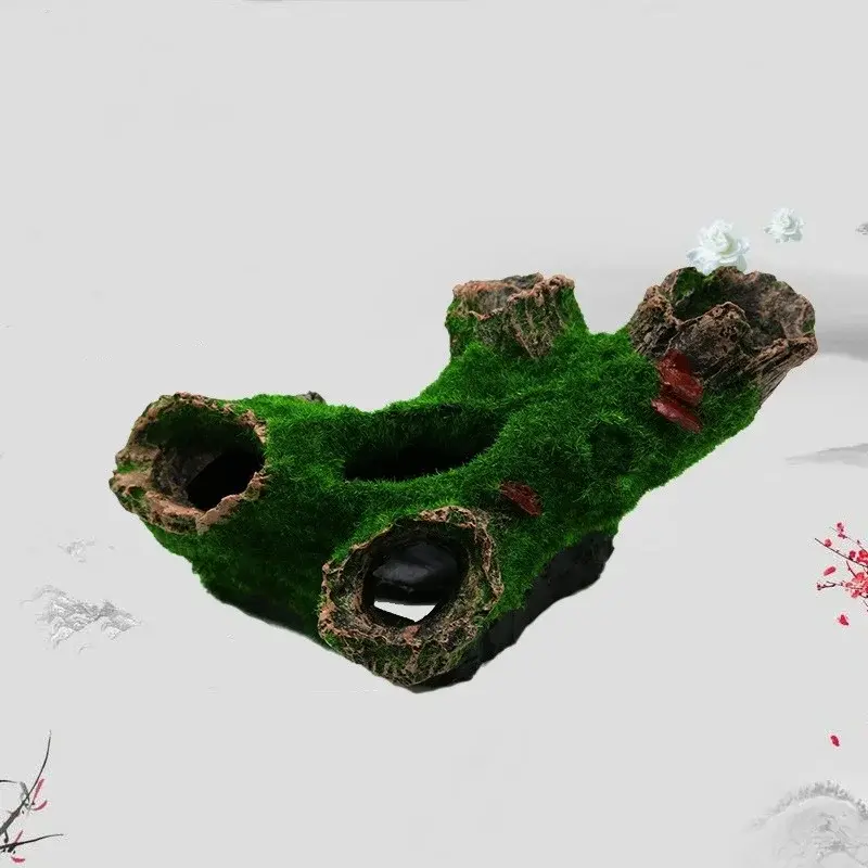 Aquarium Hollow Tree Tunnel Cave Ornament Fish Shrimp Turtle Hiding Shelter Fish Tank Decorations Fishbowl Accessories