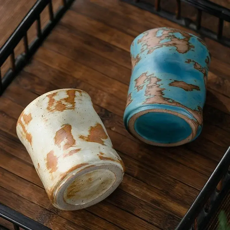 230ML Coarse Pottery Coffee Cup Hand Holding Cup Retro Japanese Ceramic Espresso Coffee Cup Living Room Decorative Ceramic