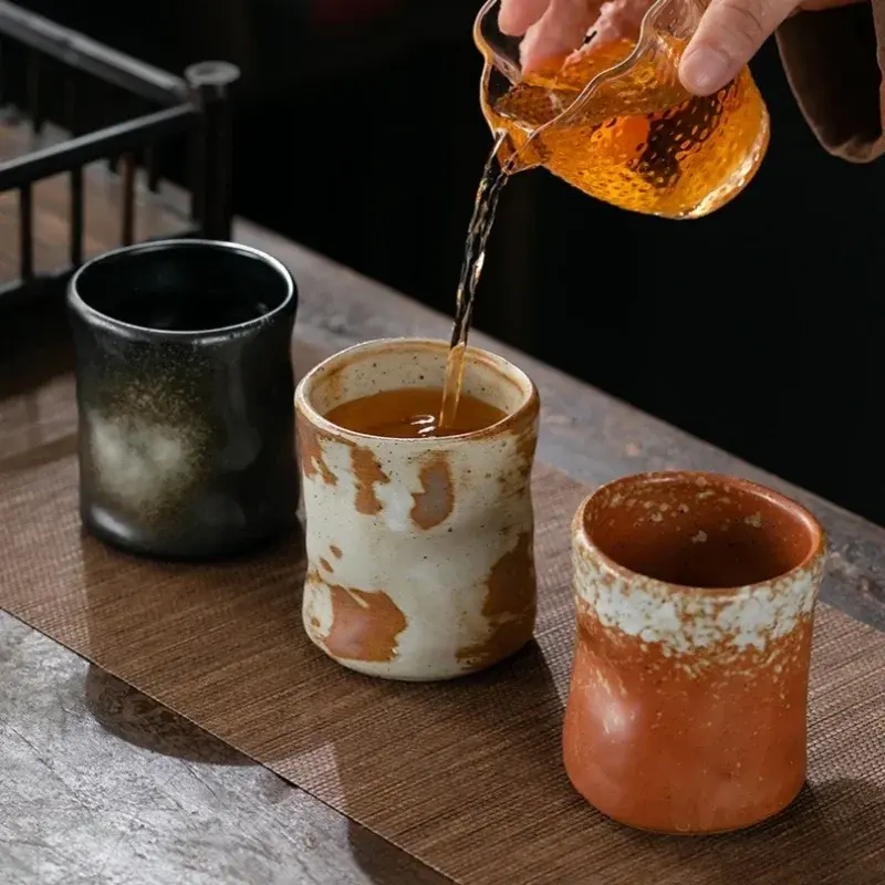 230ML Coarse Pottery Coffee Cup Hand Holding Cup Retro Japanese Ceramic Espresso Coffee Cup Living Room Decorative Ceramic