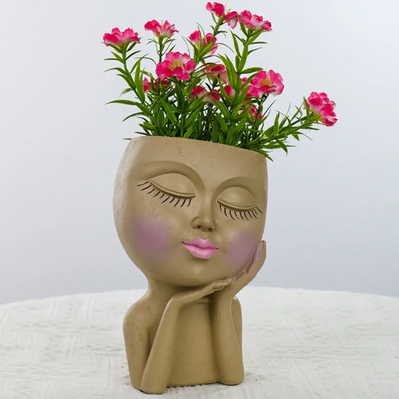 Creative Fashion Garden Face Gill Pot Resin Decoration Family Desktop Villa Balcony Courtyard Decorative Doll Fleshy Flower Pot