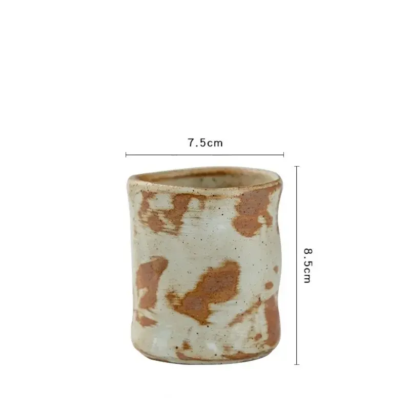 230ML Coarse Pottery Coffee Cup Hand Holding Cup Retro Japanese Ceramic Espresso Coffee Cup Living Room Decorative Ceramic
