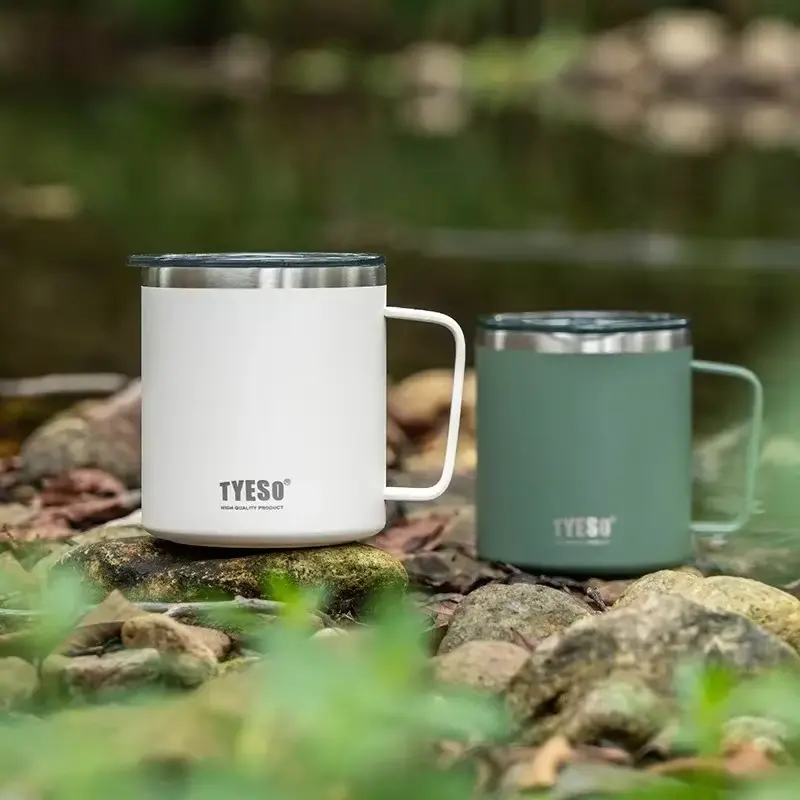 304 Stainless Steel Cup Coffee Mug with Visual Lid Minimalist Design Portable Home Office Water Cups with Handle Drinkware Gifts