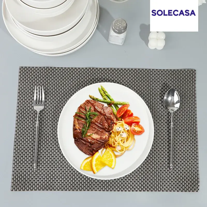 SOLECASA Ceramic Dinnerware Sets White Porcelain Bowls and Plates Scratch Resistant Dish Fruit Spaghetti Dinner Plate Dishes
