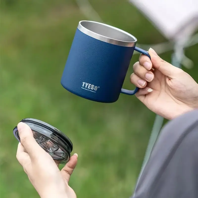 304 Stainless Steel Cup Coffee Mug with Visual Lid Minimalist Design Portable Home Office Water Cups with Handle Drinkware Gifts