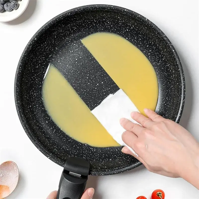 MICHELANGELO 2Pcs Set Non-stick Frying Pan Set with Removable Silicone Handle Granite Coated Aluminum Frying Pan Oven Suitable
