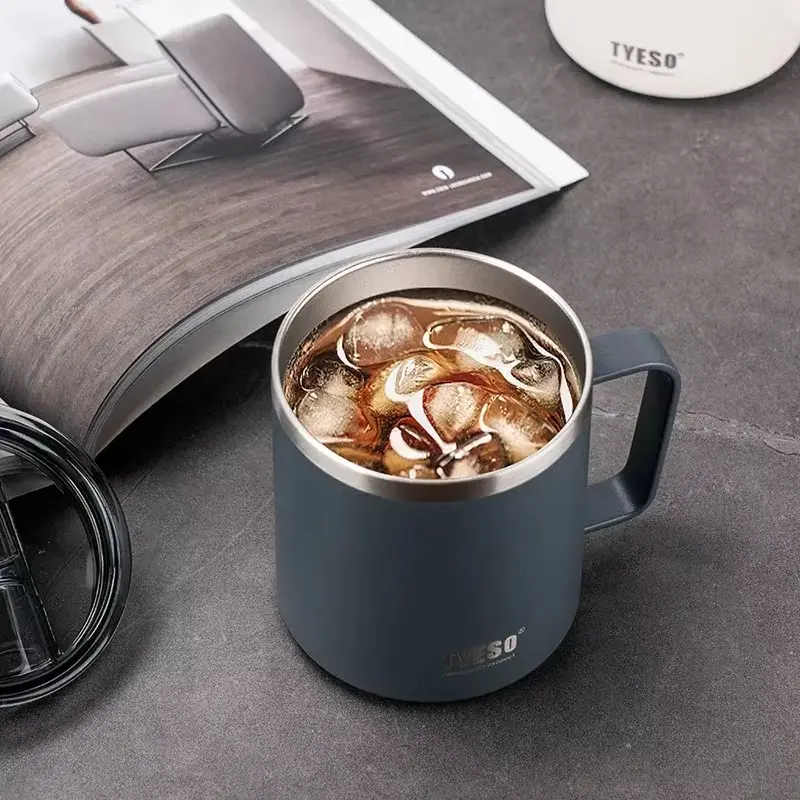 304 Stainless Steel Cup Coffee Mug with Visual Lid Minimalist Design Portable Home Office Water Cups with Handle Drinkware Gifts