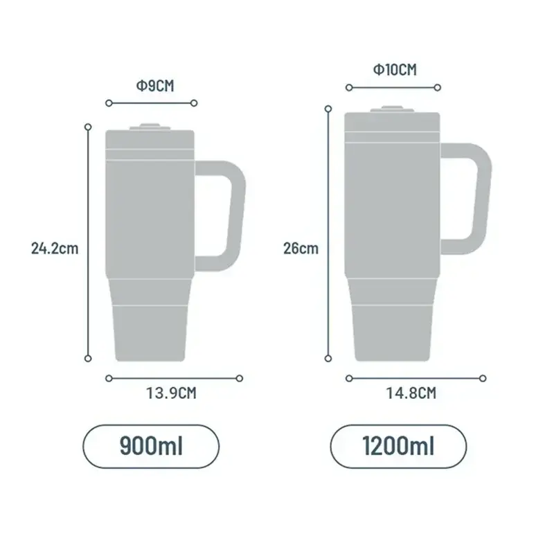 304 Stainless Steel Insulated Cup Large Capacity Coffee Cups Water Bottle with Handle Sport Travel Hiking Portable Drinkware