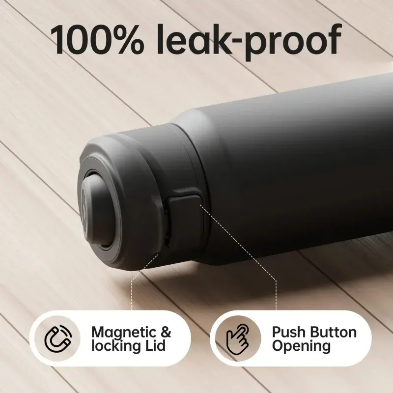 Thermos Bottle Stainless Steel Sports Water Bottle with Magnetic Phone Holder Insulation Cup Outdoor Sports Fitness Drinkware