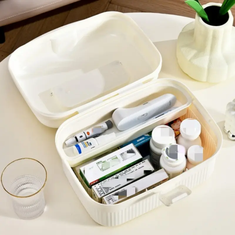 Medicine Storage Box Large Capacity Storage Organizer Portable Medicine Cabinet Multifunctional Family Emergency Box with Handle
