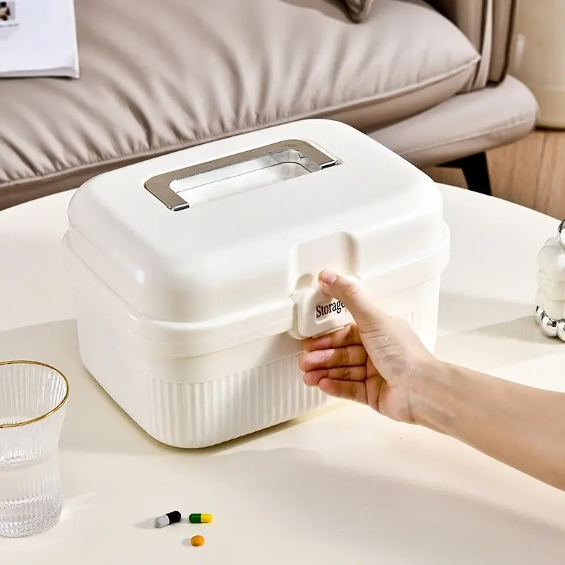 Medicine Storage Box Large Capacity Storage Organizer Portable Medicine Cabinet Multifunctional Family Emergency Box with Handle