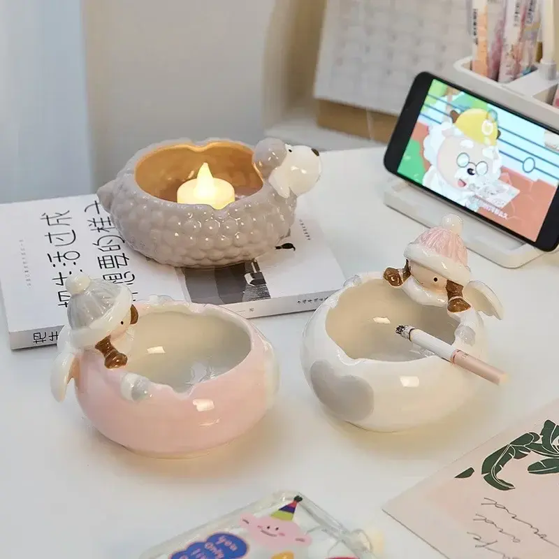 Ceramic Ashtray Living Room Anti Fly Ash Ashtray Creative Cute Personality Animal Home Decor Boyfriend Gift Table Decoration
