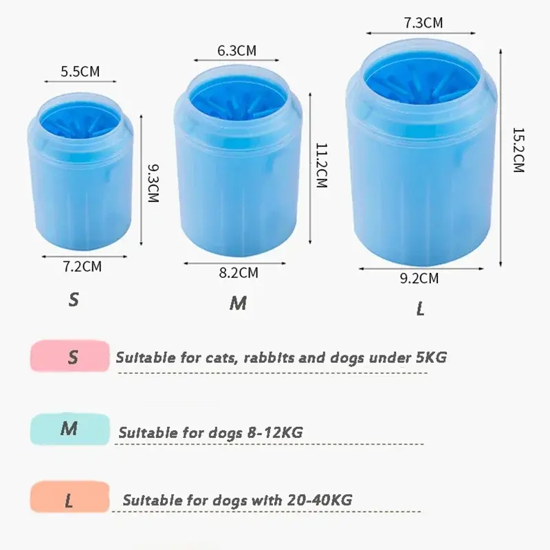 S/M/L Pet Foot Washing Cup Cat Dog Foot Cleaner Silicone Portable Dog Paw Cleaning Tools Mini Wash Brush Bucket Pet Supplies