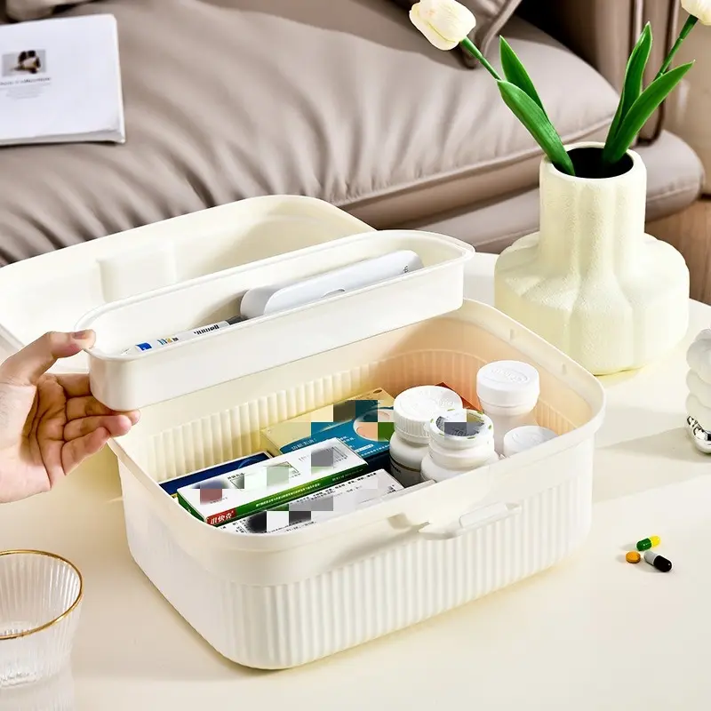 Medicine Storage Box Large Capacity Storage Organizer Portable Medicine Cabinet Multifunctional Family Emergency Box with Handle