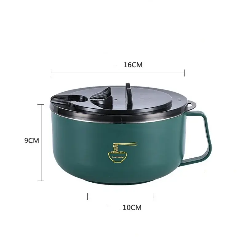 Stainless Steel Instant Noodle Bowl Double-Layer Anti-Scalding Lunch Box Fruit Ramen Soup Bowls Kitchen Tableware Food Container