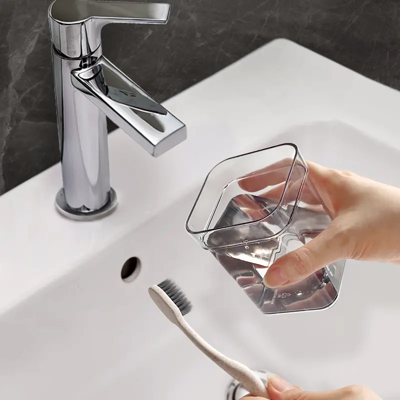 Toothbrush Holder with Mouthwash Cup Bathroom Dustproof Toothbrush Holder with Dust Cover Toothpaste Rack Bathroom Storage Tools
