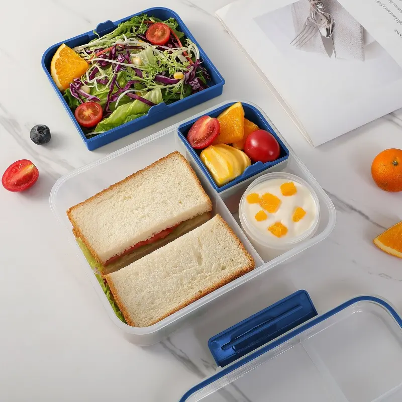 Lunch Box Large Capacity Bento Box with Sauce Box Portable Divided Leakproof Food Container for Picnic School Canteen Office