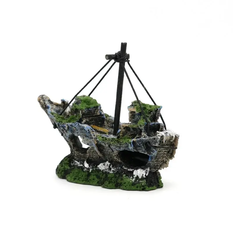 Aquarium Fish Tank Landscaping Shipwreck Pirate Ship Decoration Resin Boat Accessories Furniture Pet Fish Tank Decorations