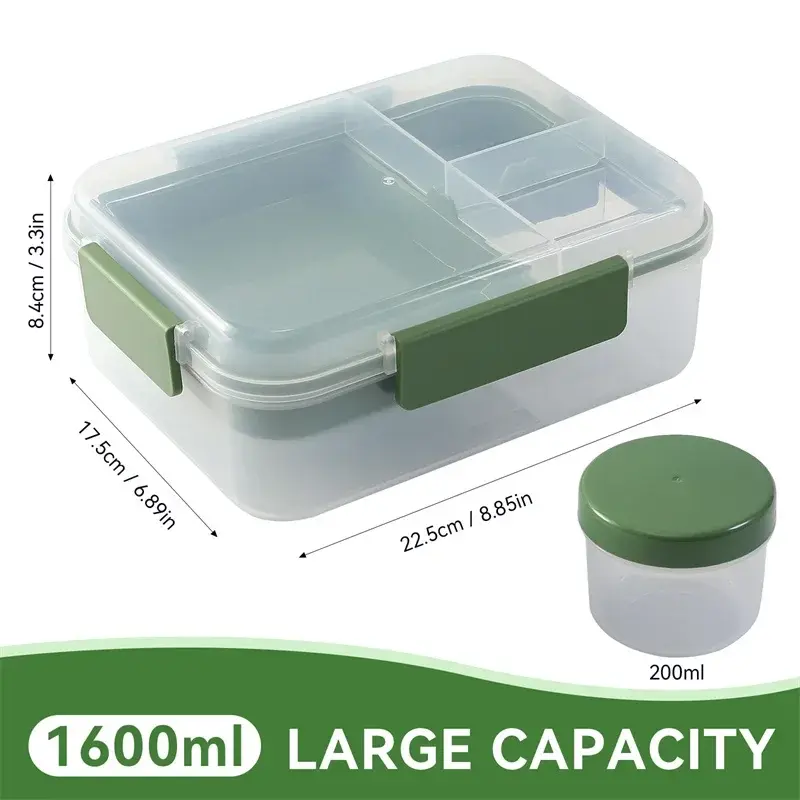Lunch Box Large Capacity Bento Box with Sauce Box Portable Divided Leakproof Food Container for Picnic School Canteen Office
