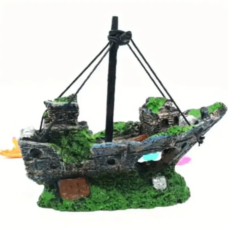 Aquarium Fish Tank Landscaping Shipwreck Pirate Ship Decoration Resin Boat Accessories Furniture Pet Fish Tank Decorations