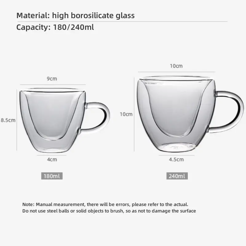 Heart-shaped Double-layer Cup with Handle Anti-scalding Household Beverage Cup Water Cup Glass Gift Love Coffee Cup Couple Gift