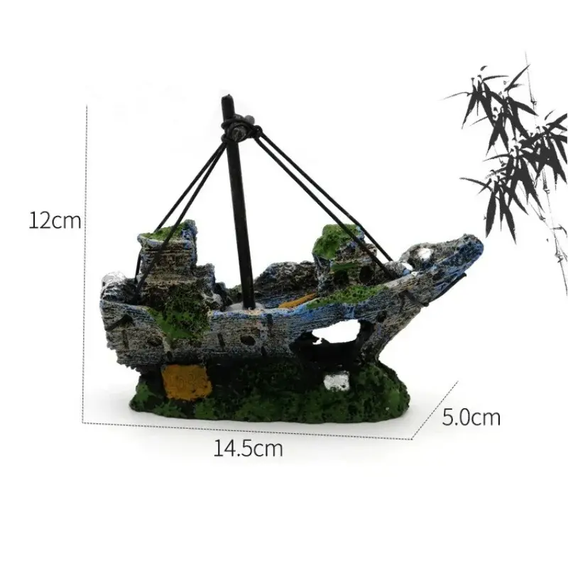 Aquarium Fish Tank Landscaping Shipwreck Pirate Ship Decoration Resin Boat Accessories Furniture Pet Fish Tank Decorations