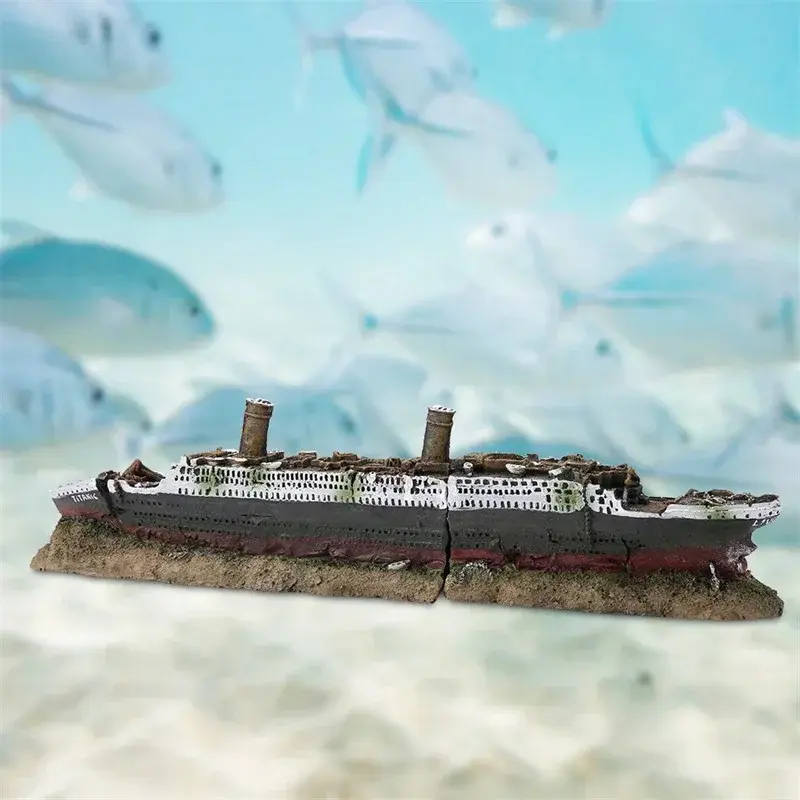 1Pcs Titanic Shipwreck 38cm Resin Aquarium Fish Tank Ornament Wreckage Ship Cruises Artificial Landscaping Home Decoration Gifts