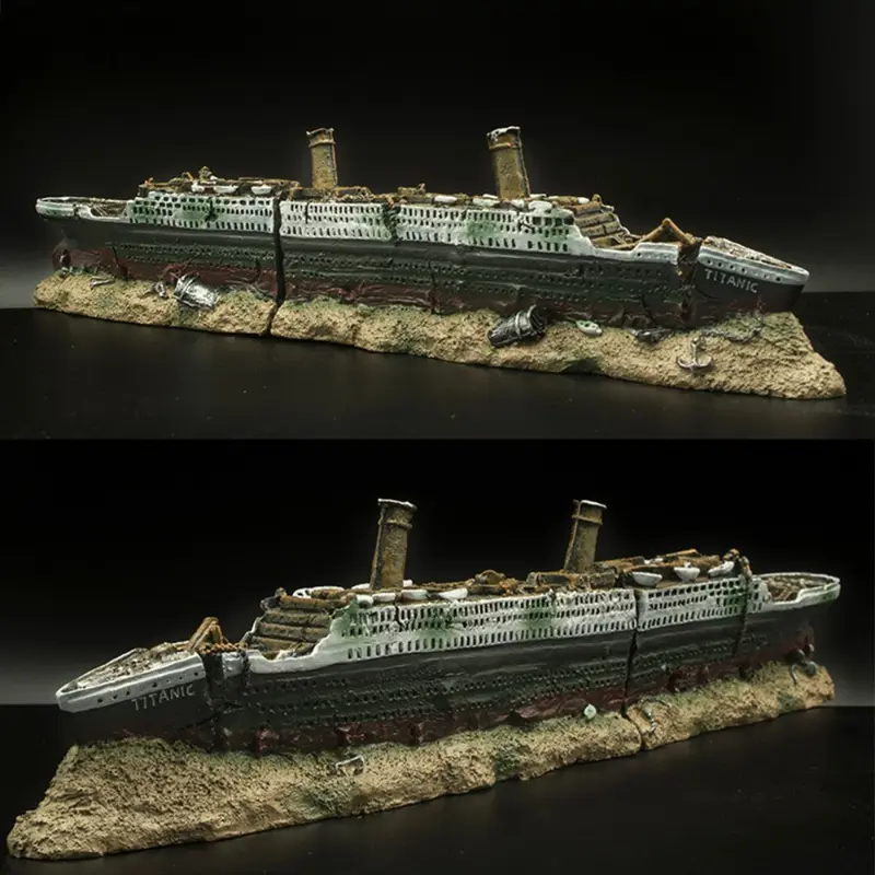 1Pcs Titanic Shipwreck 38cm Resin Aquarium Fish Tank Ornament Wreckage Ship Cruises Artificial Landscaping Home Decoration Gifts