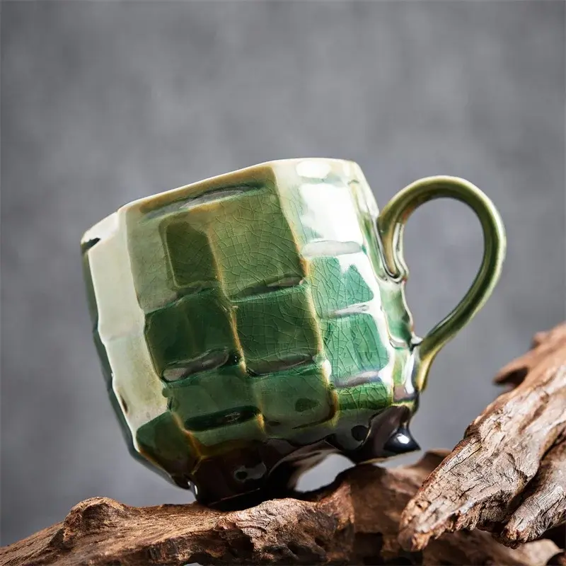 Japanese Retro Ceramic Big Mouth Latte Cup Domestic Milk Cup Coffee Cup Originality Tumbler Latte Cup Ceramic Breakfast Cup Mug