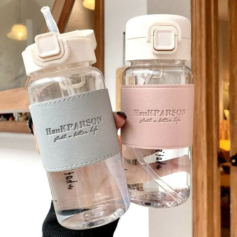 500ML Straw Cups Portable Plastic Drinking Bottle Leak-proof Drinkware Milk Coffee Tea Cup Creative Gift Anti-scald Drinkware