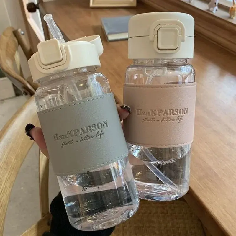 500ML Straw Cups Portable Plastic Drinking Bottle Leak-proof Drinkware Milk Coffee Tea Cup Creative Gift Anti-scald Drinkware