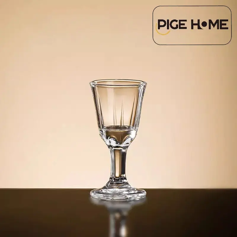 PIGE HOME 100/150ml White Wine Dividing Device Measuring Glass with Scale Glass Transparent/gold Foil Handle Small Wine Glass