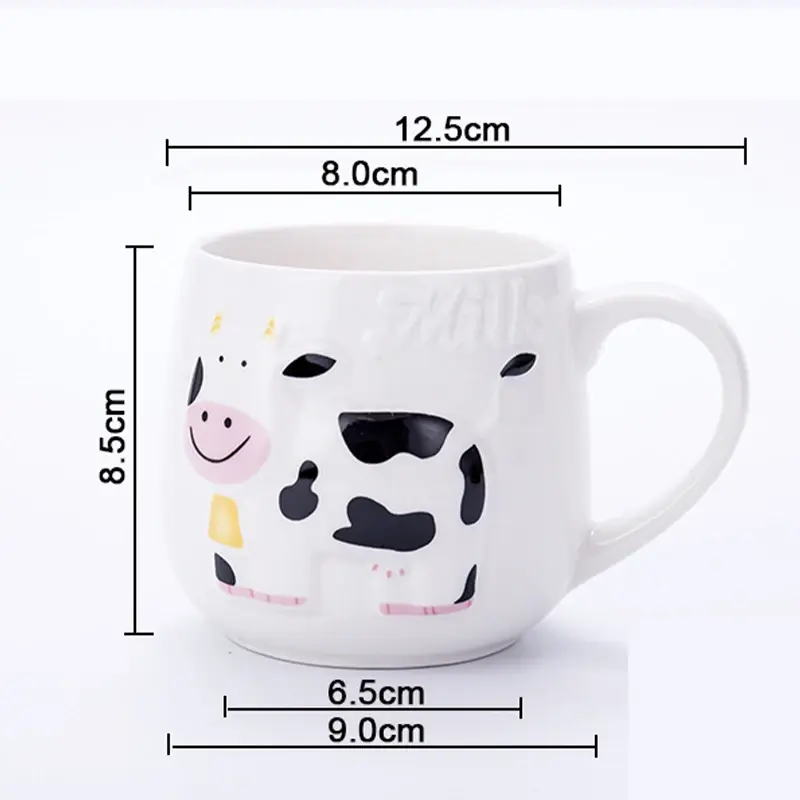 Ceramic Mug Creative Relief Cow Cute Animals Coffee Cups Teacup Juice Milk Tea Bottle 3D Animal Mug Breakfast Cups Kids Gift