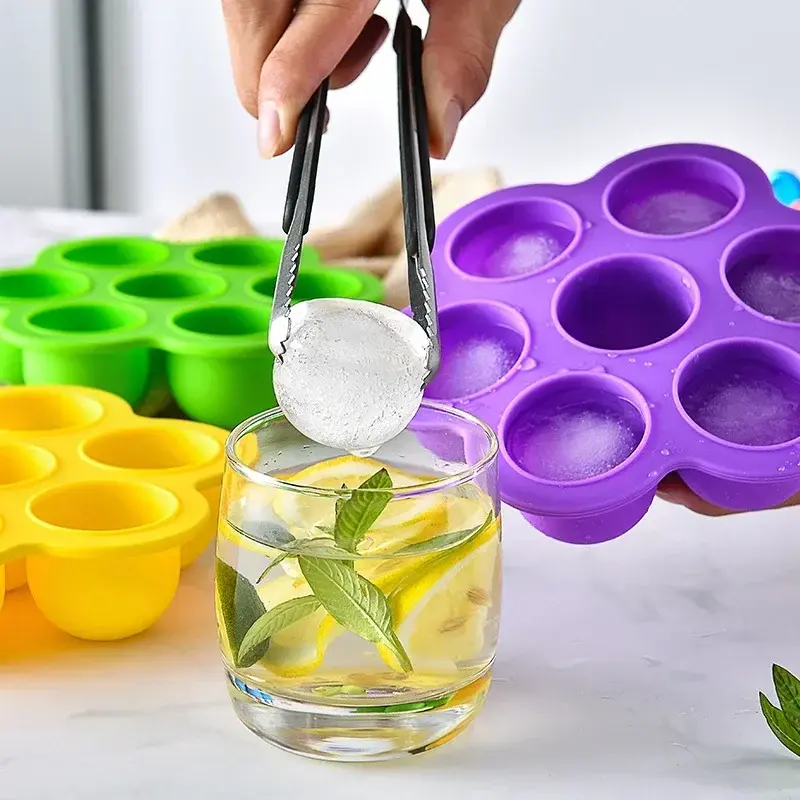 Ice Cream Mold Colorful 7 Holes Children's Homemade Popsicles Molds Food Grade Silicone DIY Ice Moulds Home Kitchen Accessories