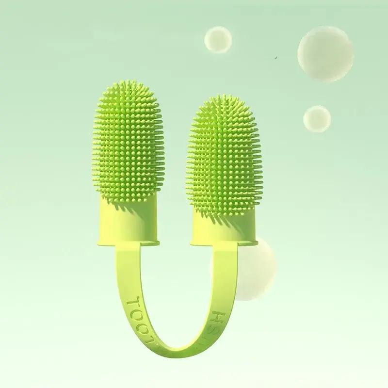 Pet Finger Toothbrush Teeth Cleaning Bad Breath Care Nontoxic Two-finger Tooth Brush Tool Dog Cat Cleaning Supplies Accessories