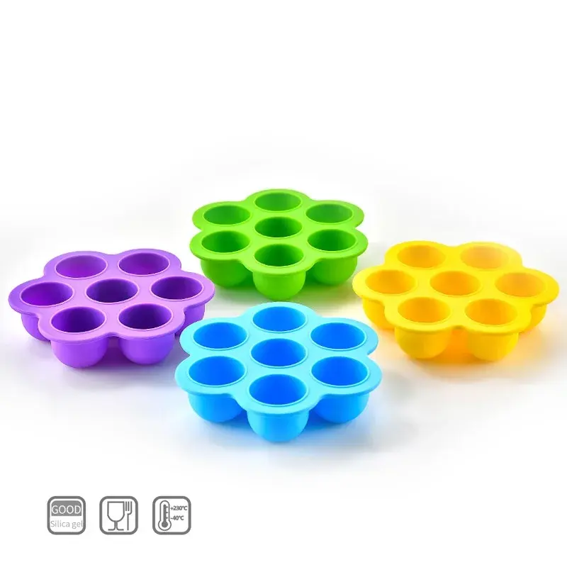 Ice Cream Mold Colorful 7 Holes Children's Homemade Popsicles Molds Food Grade Silicone DIY Ice Moulds Home Kitchen Accessories