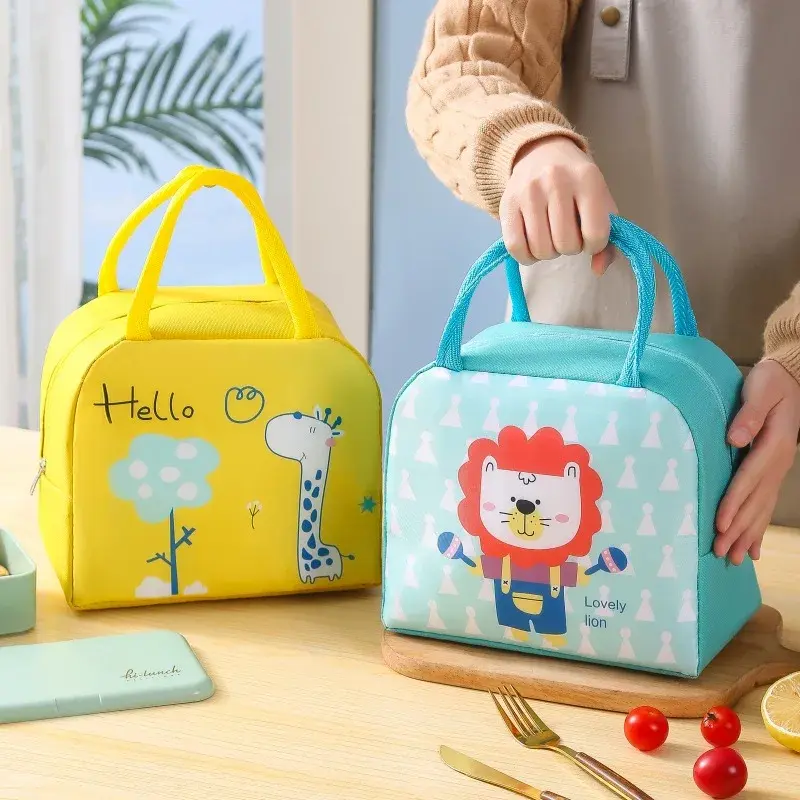 Cartoon Lunch Bag Thermal Insulation Aluminum Film High Quality Waterproof Oxford Cloth Portable Lunch Bags Picnic Insulated Bag