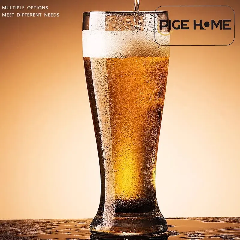 PIGE HOME 470ML High Waist Transparent Beer Glass Streamlined Whiskey Glass Beer Cup for Bar Party Cold Drinking Cup Drinkware