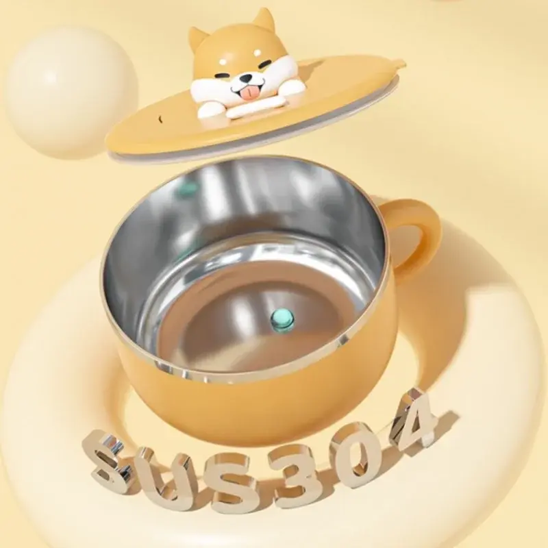 Ramen Bowl Soup Bowls Stainless Steel Lunch Box with Lid Portable Tableware for Home School Dorm Office Dustproof Bento Box