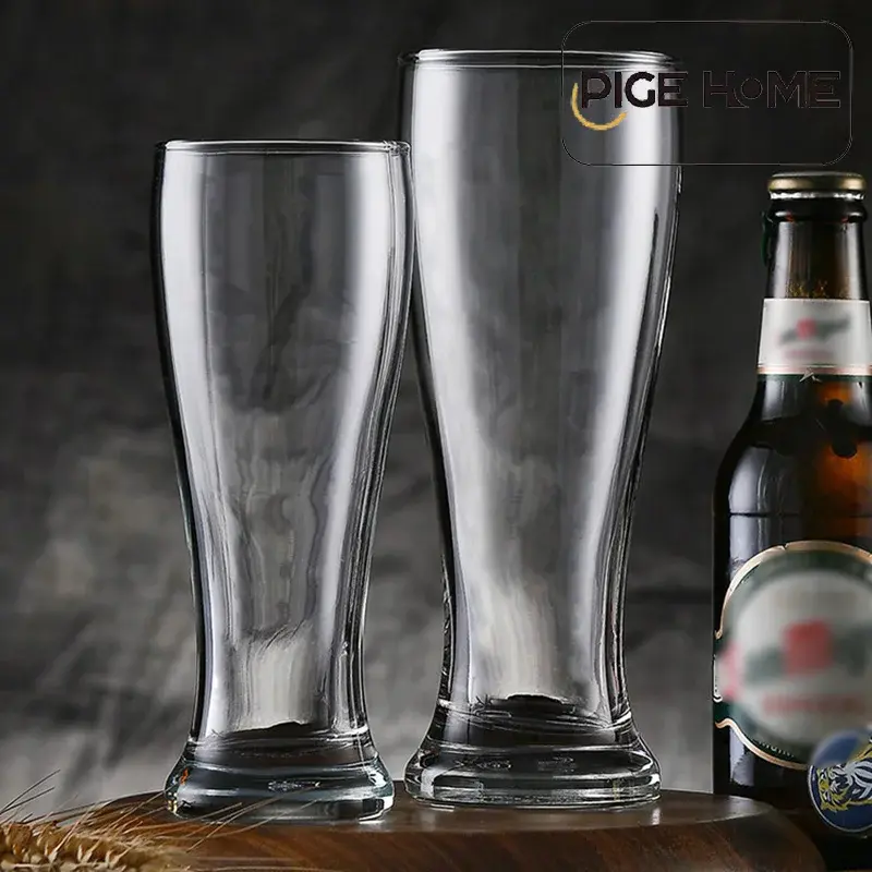 PIGE HOME 470ML High Waist Transparent Beer Glass Streamlined Whiskey Glass Beer Cup for Bar Party Cold Drinking Cup Drinkware